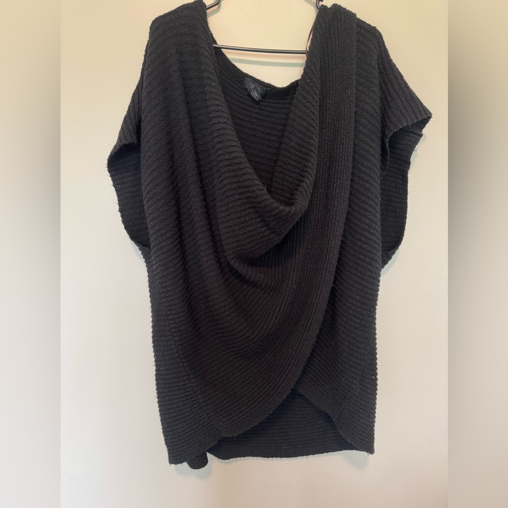 Rachel Roy Black Ribbed Knit Sleeveless Cowl Neck Sweater Tunic One Size